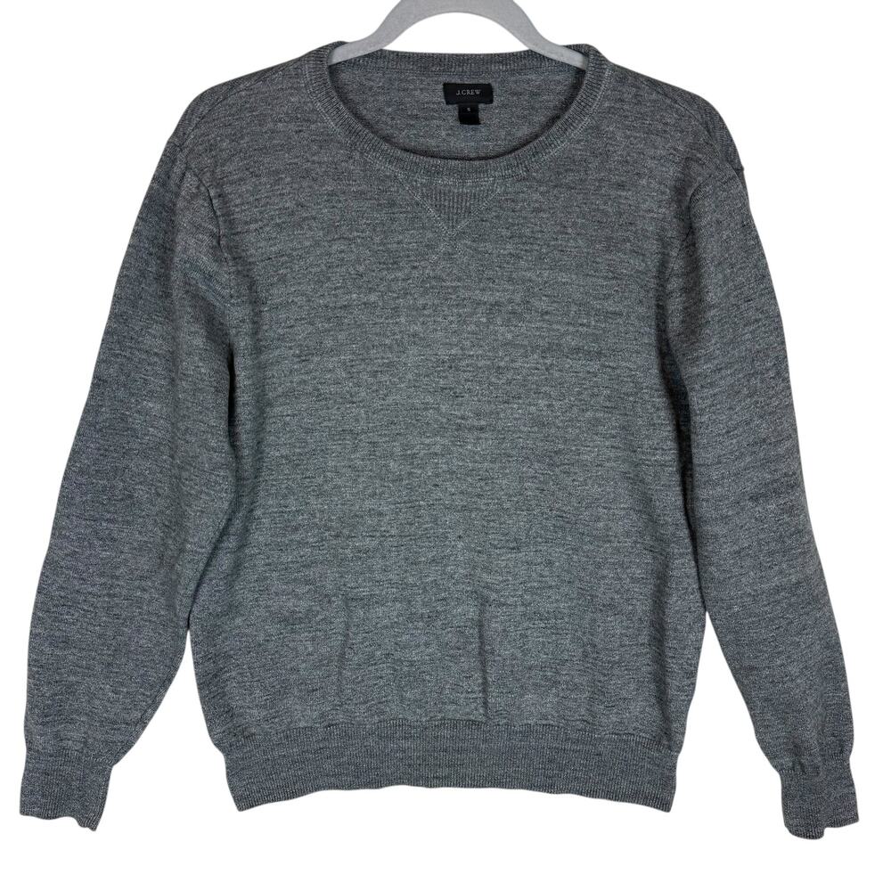 J.CREW Sweater Men's Small Heather Gray Knitted Round Neck Long Sleeve Pullover